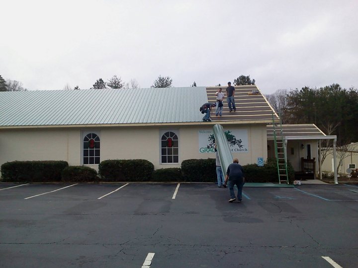 Commercial Roof Installation of Grace Baptist Church in Seneca, SC